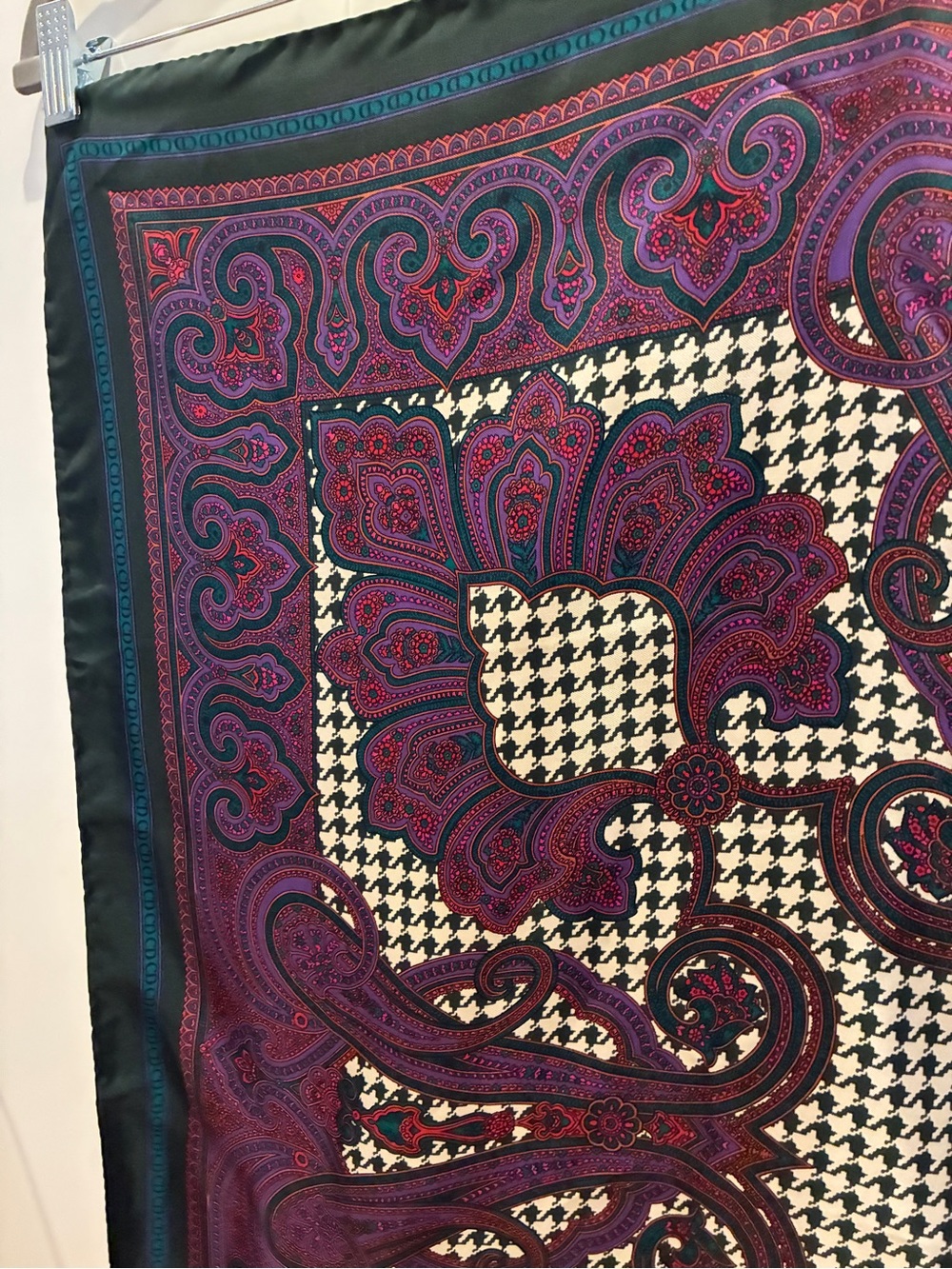 Christian Dior Silk Scarf in Plum and Deep Green - Picture 4 of 6